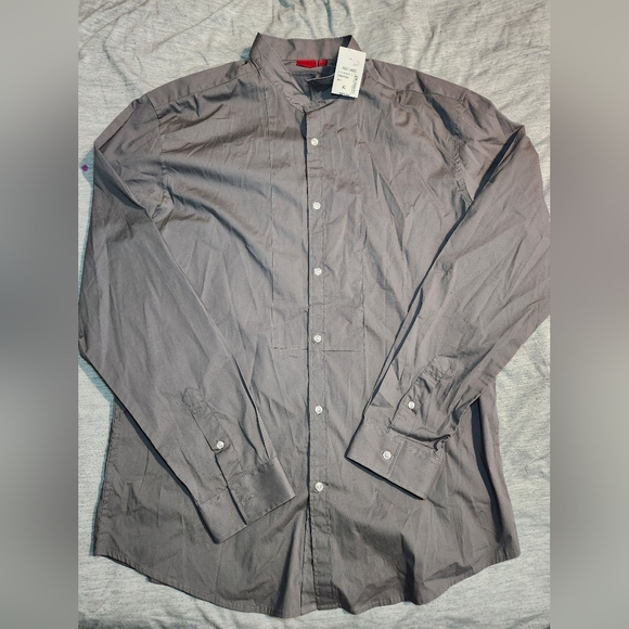 Saks Fifth Avenue Men's XL Dress Shirt Dark Gray Long Sleeve NWT - Picture 1 of 8
